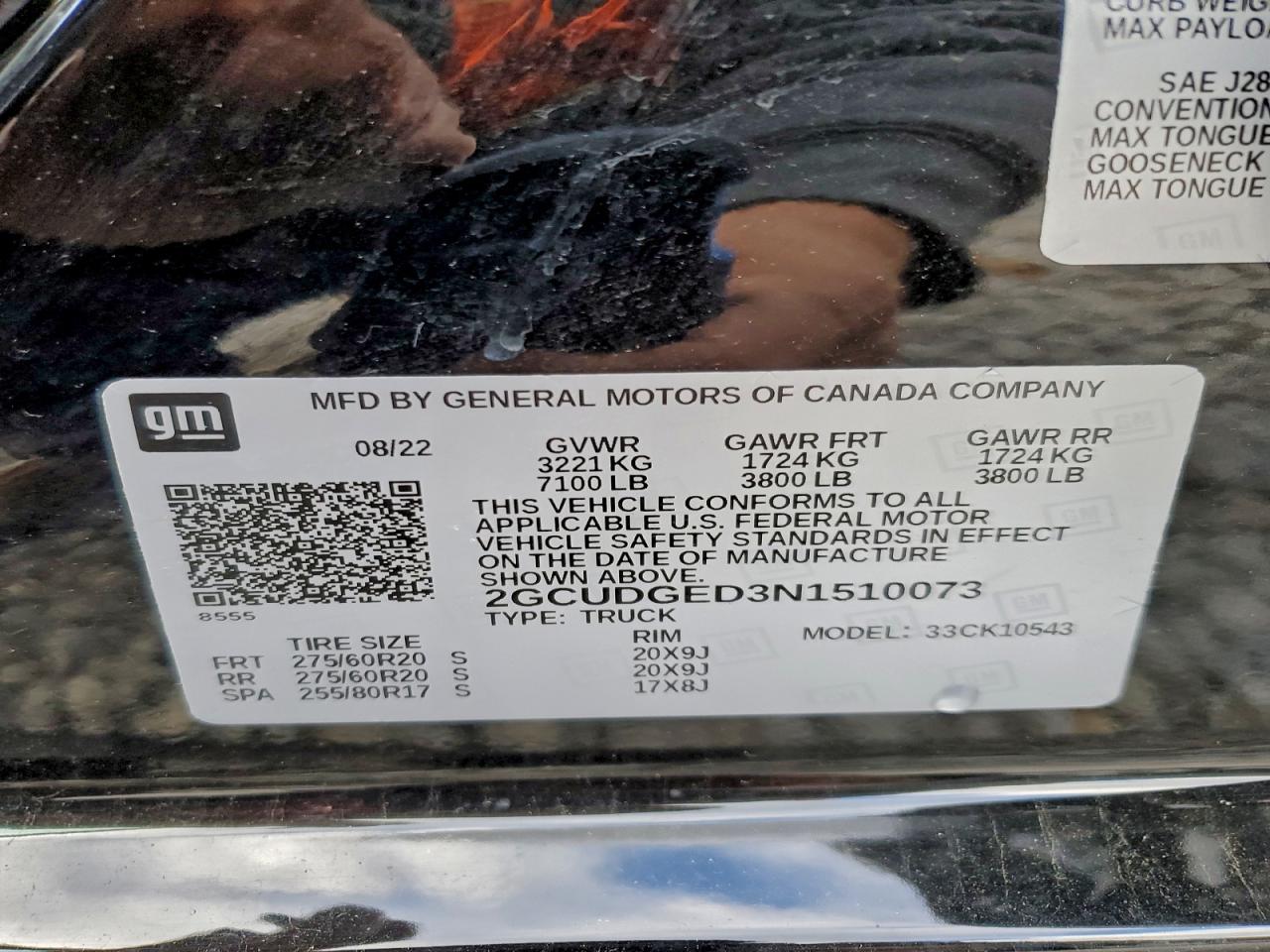 2022 Chevrolet Silverado K1500 Ltz VIN: 2GCUDGED3N1510073 Lot: 94255535