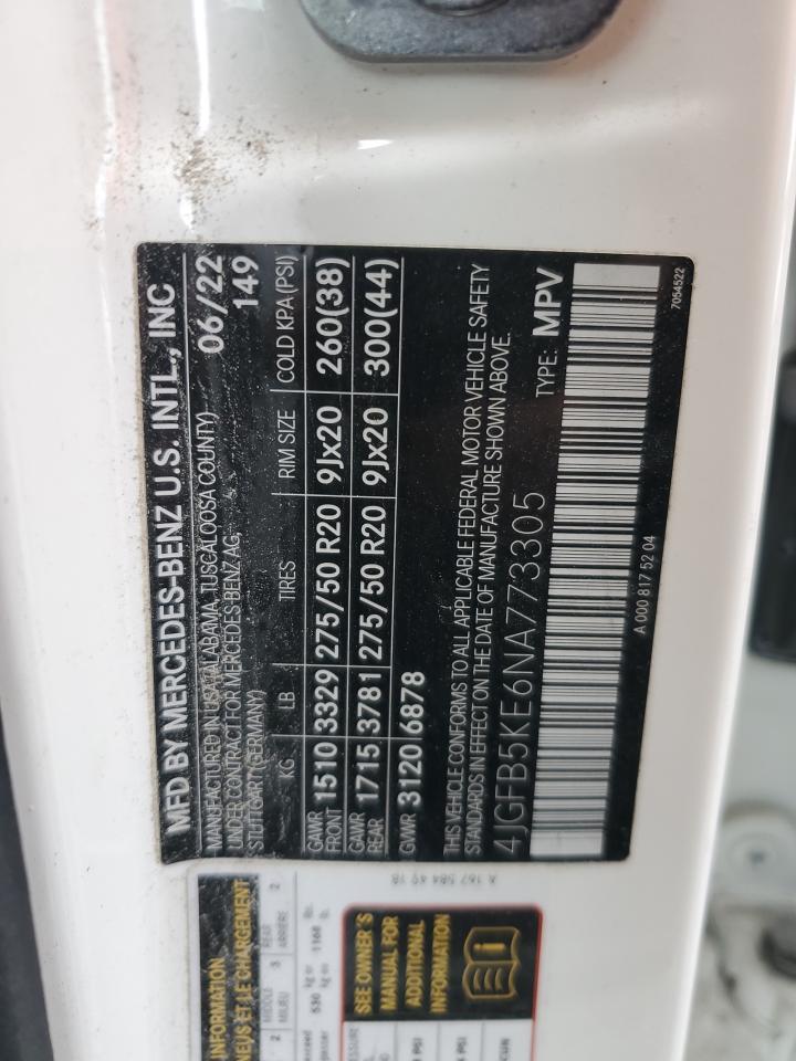 2022 Mercedes-Benz Gle 450 4Matic VIN: 4JGFB5KE6NA773305 Lot: 91402375