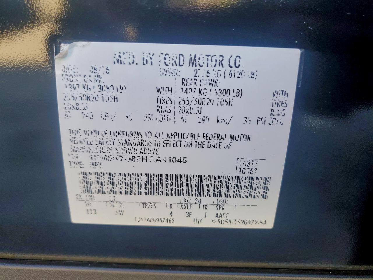 2017 Ford Explorer Xlt VIN: 1FM5K7D86HGA41045 Lot: 93876205