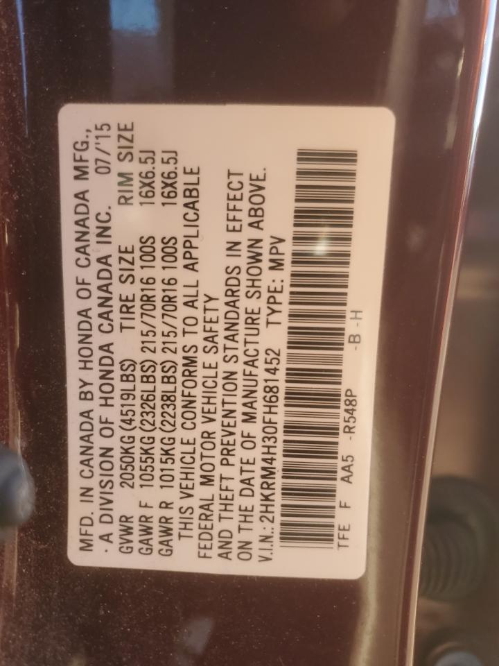 2015 Honda Cr-V Lx VIN: 2HKRM4H30FH681452 Lot: 93447775