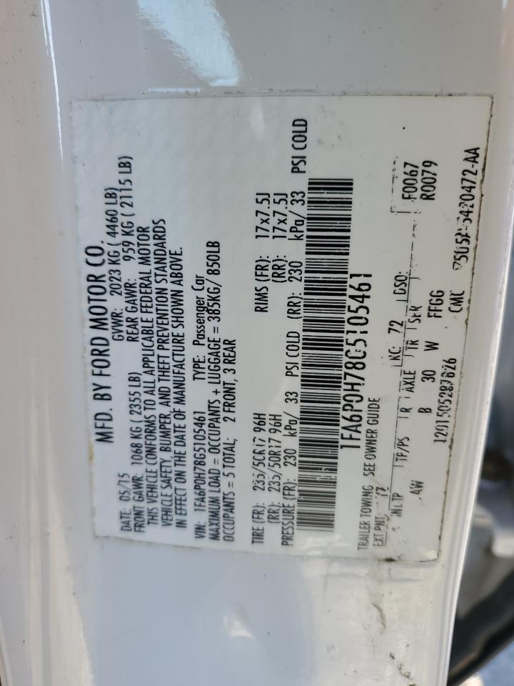 2016 Ford Fusion Se VIN: 1FA6P0H78G5105461 Lot: 92572135