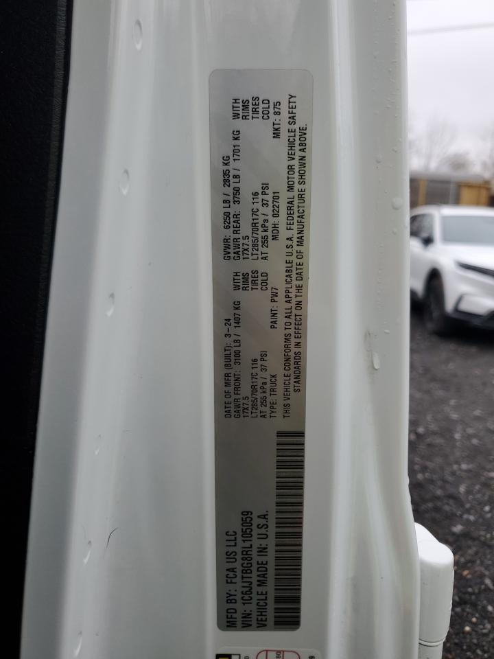 2024 Jeep Gladiator Rubicon VIN: 1C6JJTBG8RL105059 Lot: 92374745