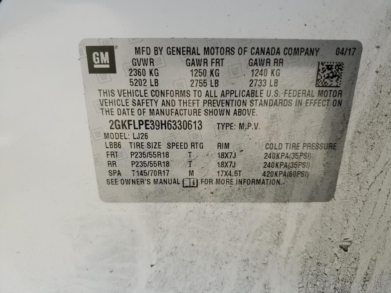 2017 GMC Terrain Slt VIN: 2GKFLPE39H6330613 Lot: 92824115