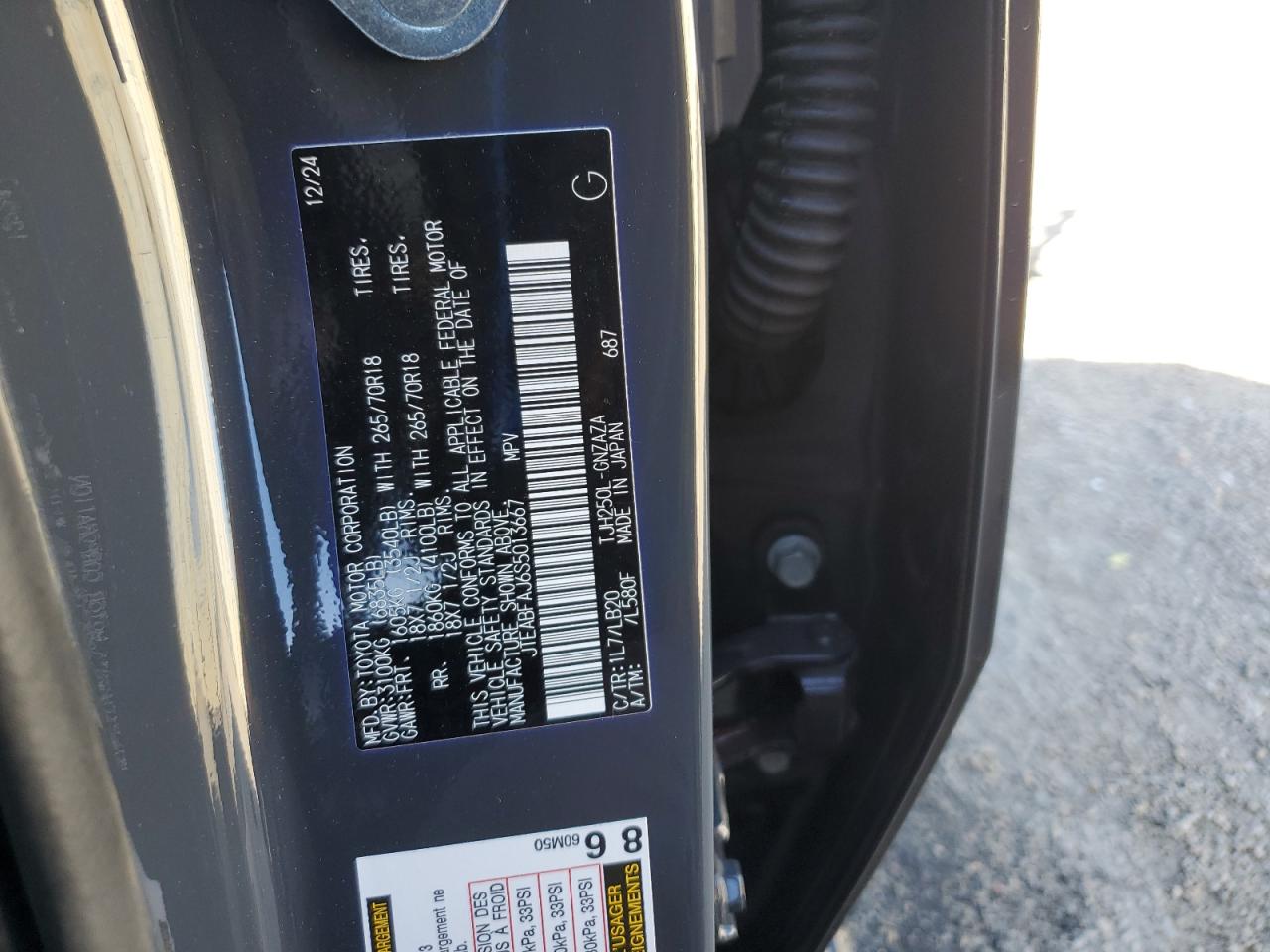 2025 Toyota Land Cruiser Base VIN: JTEABFAJ6S5013667 Lot: 93445985