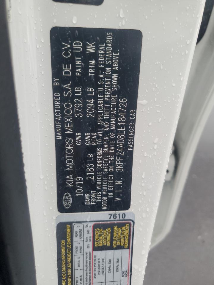 2020 Kia Forte Fe VIN: 3KPF24AD8LE184726 Lot: 93739975