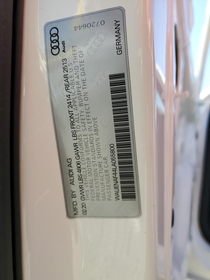 2020 Audi A4 Premium Plus VIN: WAUENAF44LA055800 Lot: 91131175