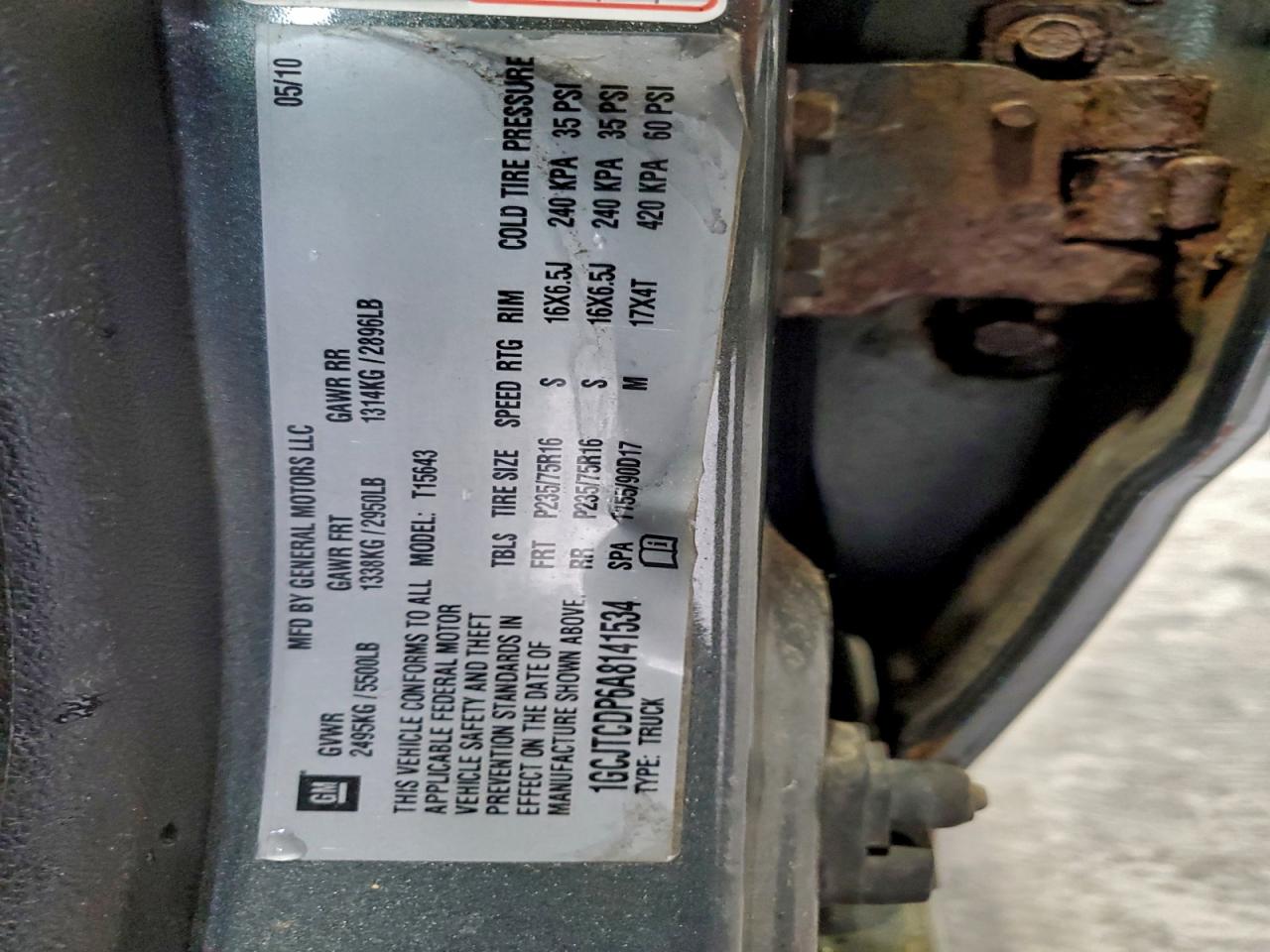 2010 Chevrolet Colorado Lt VIN: 1GCJTCDP6A8141534 Lot: 93818305