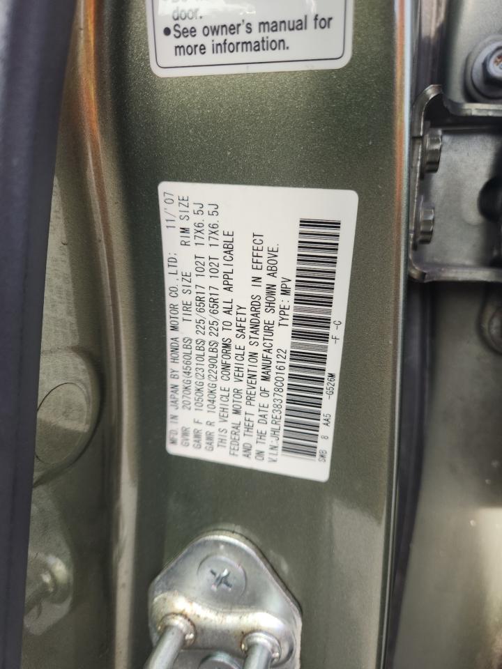 2008 Honda Cr-V Lx VIN: JHLRE38378C016122 Lot: 92734245