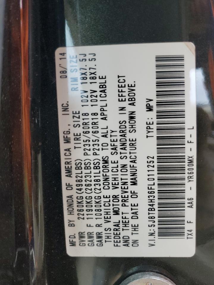 2015 Acura Rdx VIN: 5J8TB4H36FL011252 Lot: 91573115