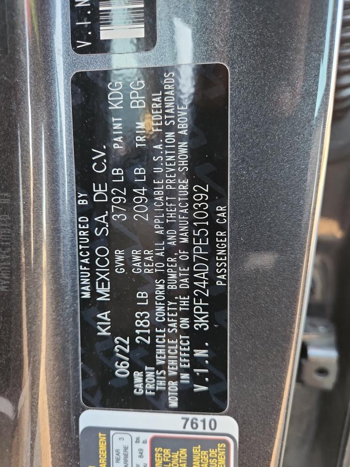 2023 Kia Forte Lx VIN: 3KPF24AD7PE510392 Lot: 91452055