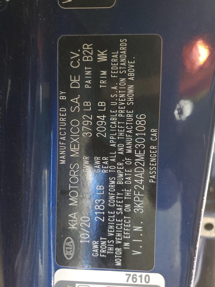 2021 Kia Forte Fe VIN: 3KPF24AD2ME301086 Lot: 91884355