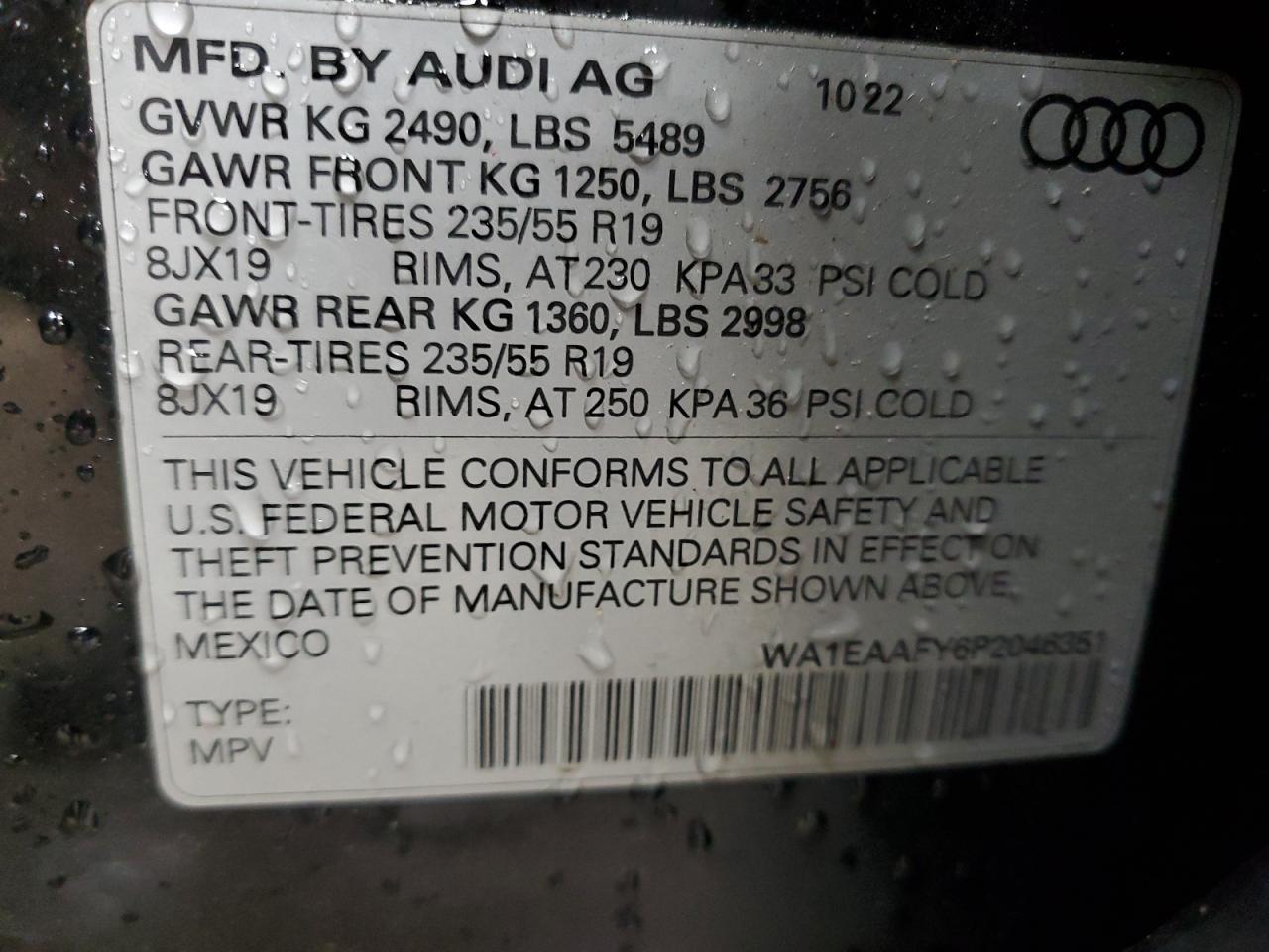 2023 Audi Q5 Premium Plus 45 VIN: WA1EAAFY6P2046351 Lot: 91563715