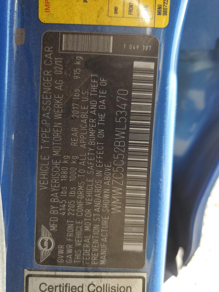 2011 Mini Cooper S Countryman VIN: WMWZC5C52BWL53470 Lot: 90920695