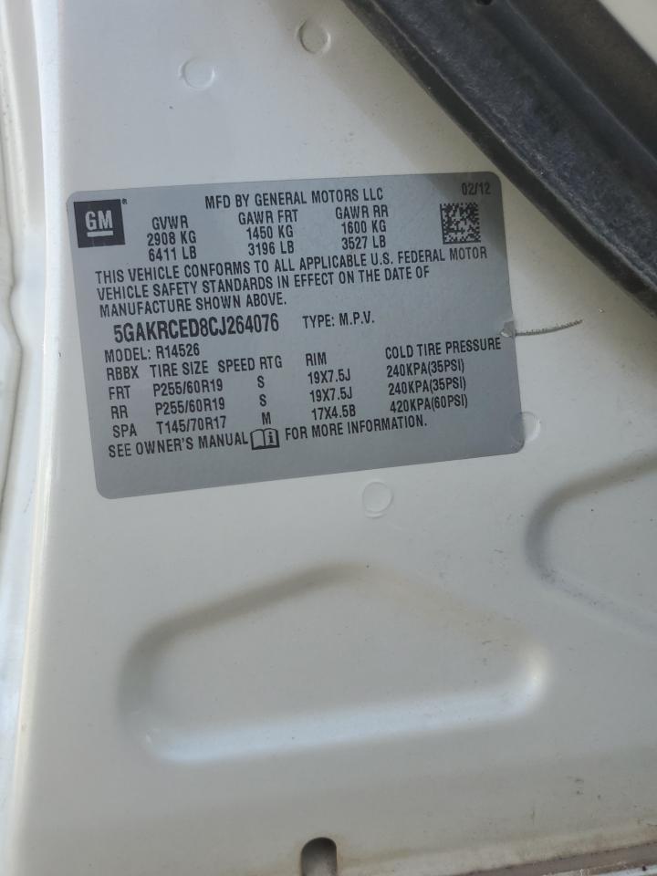 2012 Buick Enclave VIN: 5GAKRCED8CJ264076 Lot: 91315805