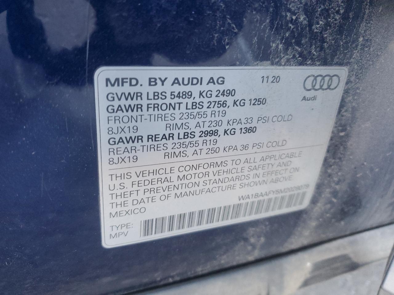 2021 Audi Q5 Premium Plus VIN: WA1BAAFY5M2028079 Lot: 93588265