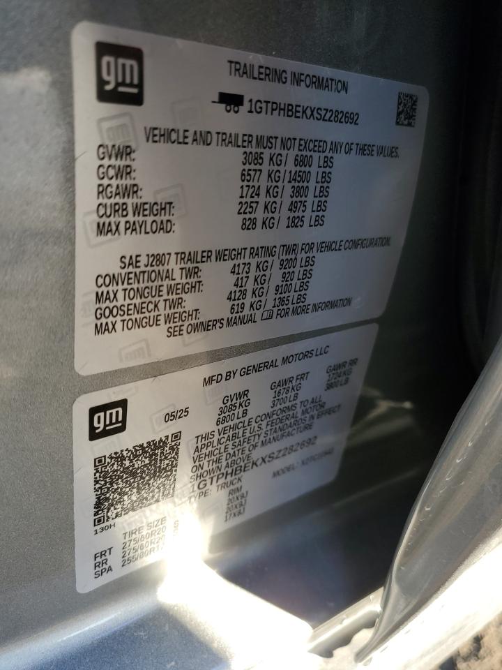 2025 GMC Sierra C1500 Sle VIN: 1GTPHBEKXSZ282692 Lot: 89811445