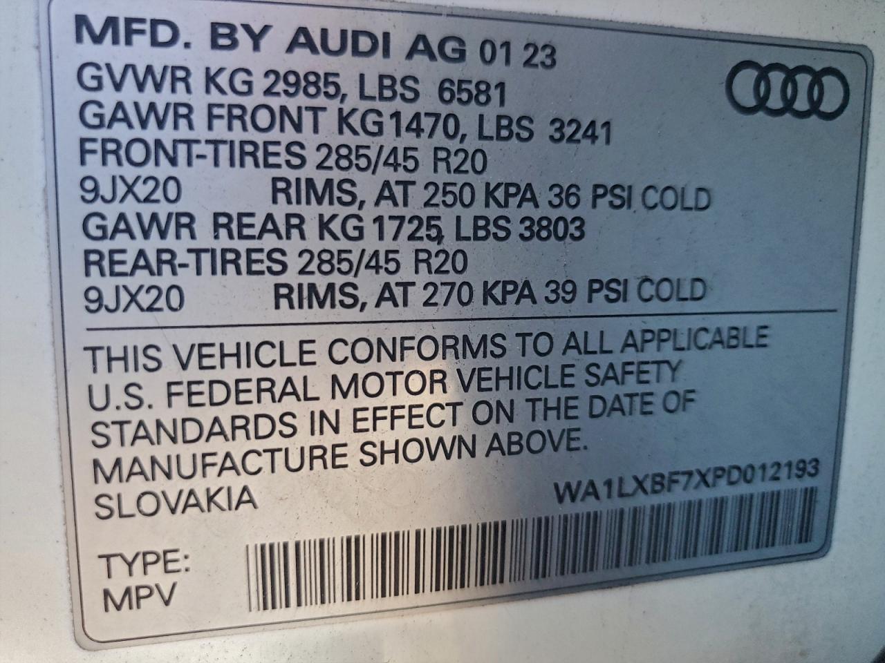 2023 Audi Q7 Premium Plus VIN: WA1LXBF7XPD012193 Lot: 93679955