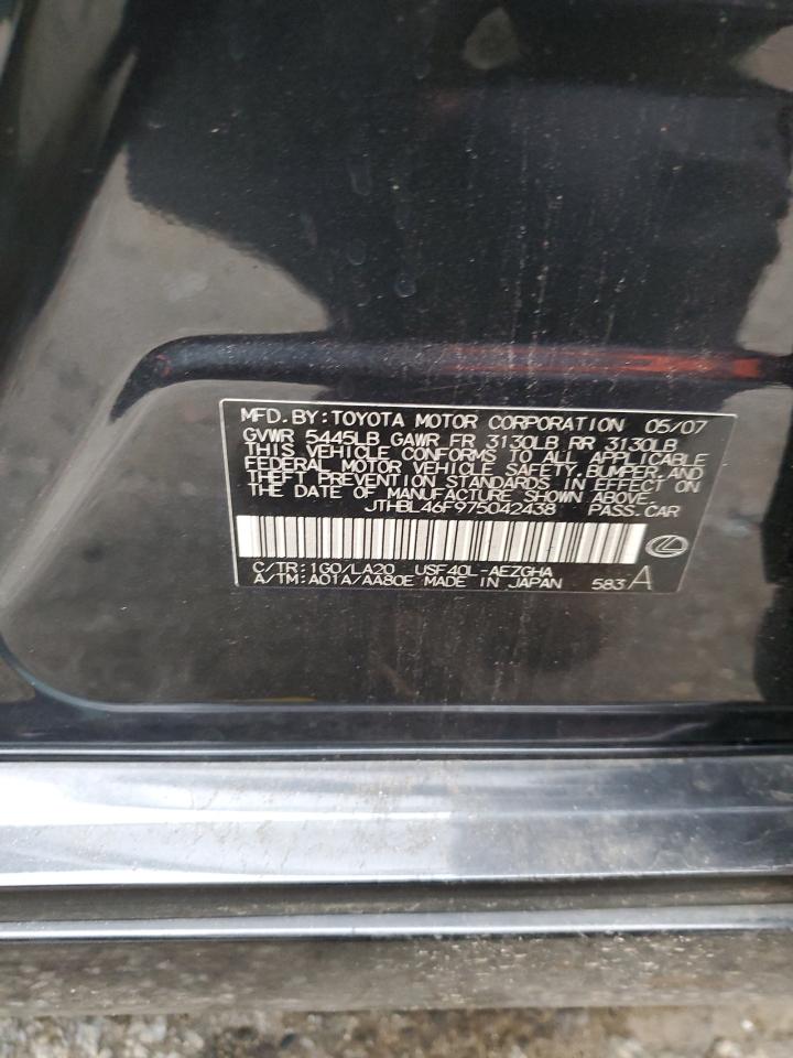 2007 Lexus Ls 460 VIN: JTHBL46F975042438 Lot: 93330475