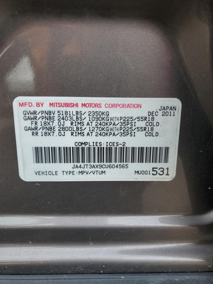 2012 Mitsubishi Outlander Se VIN: JA4JT3AX9CU604565 Lot: 92891625