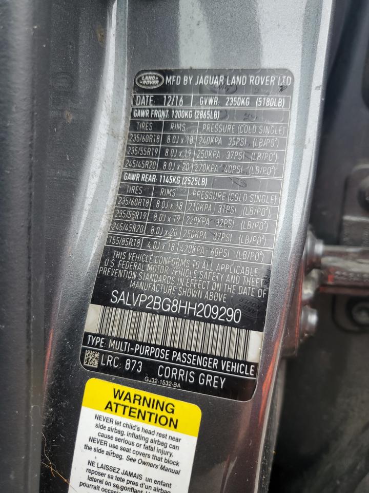 2017 Land Rover Range Rover Evoque Se VIN: SALVP2BG8HH209290 Lot: 93696635