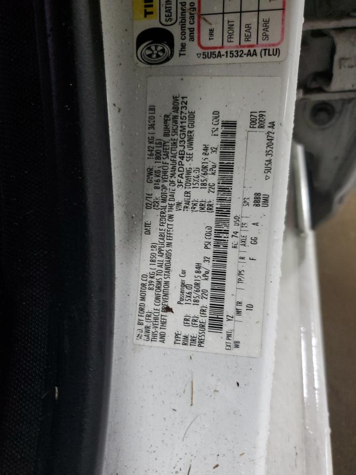 2016 Ford Fiesta Se VIN: 3FADP4BJ3GM157321 Lot: 93292445