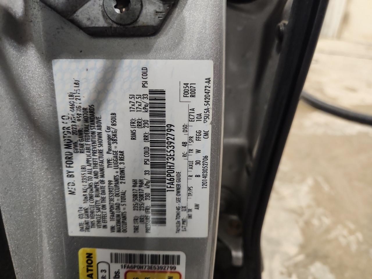 2014 Ford Fusion Se VIN: 1FA6P0H73E5392799 Lot: 91884275