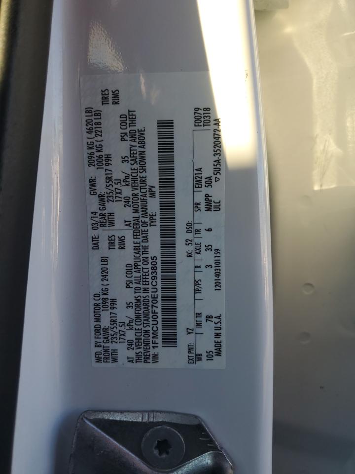 2014 Ford Escape S VIN: 1FMCU0F70EUC93805 Lot: 90972215