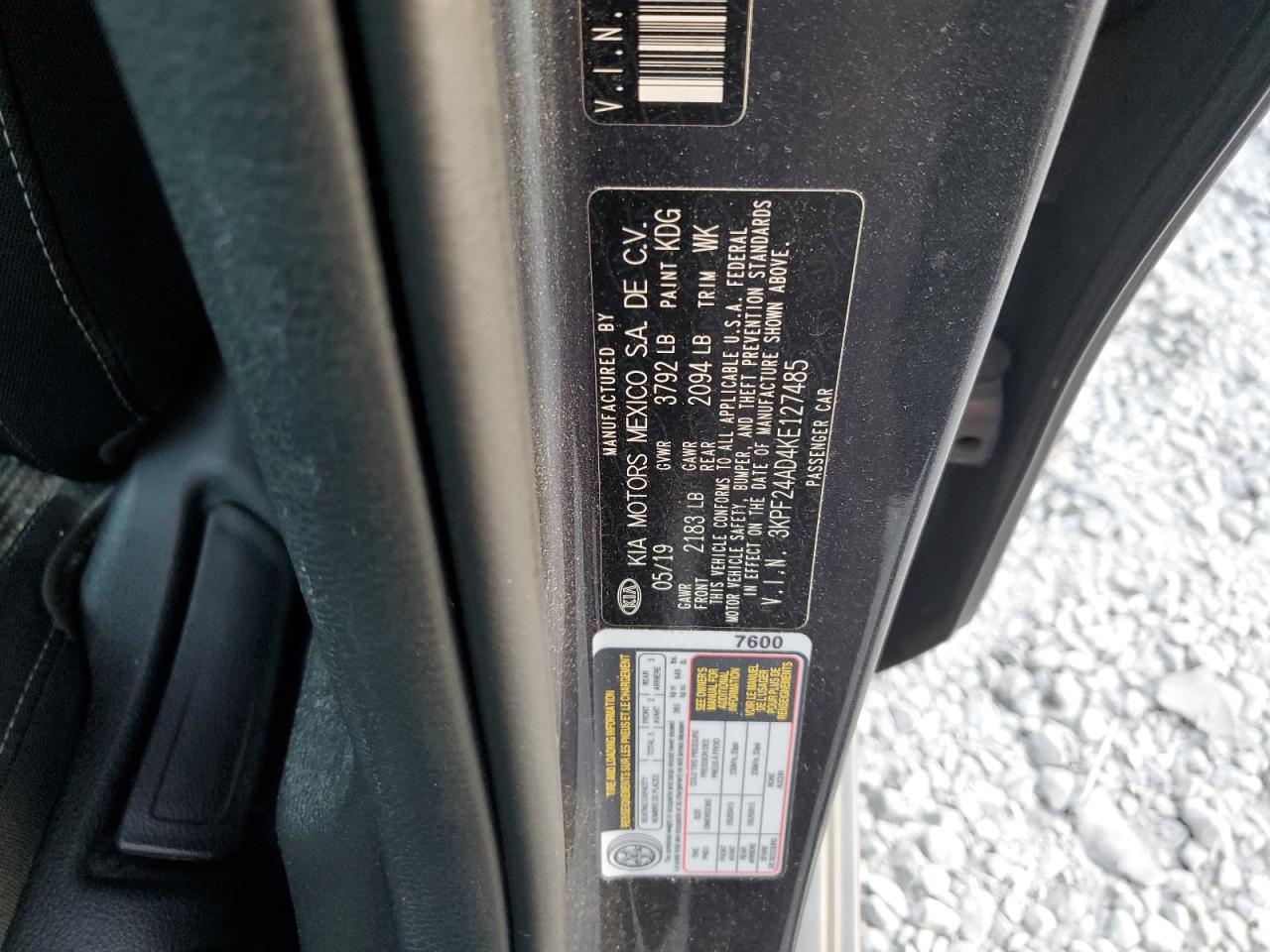 2019 Kia Forte Fe VIN: 3KPF24AD4KE127485 Lot: 93826385