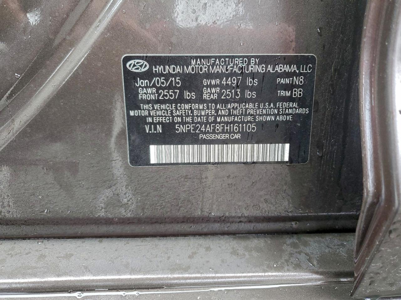 2015 Hyundai Sonata Se VIN: 5NPE24AF8FH161105 Lot: 93863745