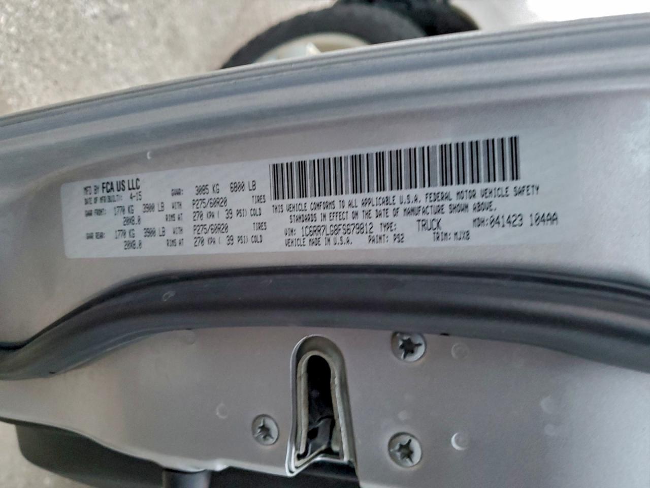 2015 Ram 1500 Slt VIN: 1C6RR7LG8FS679812 Lot: 93862365