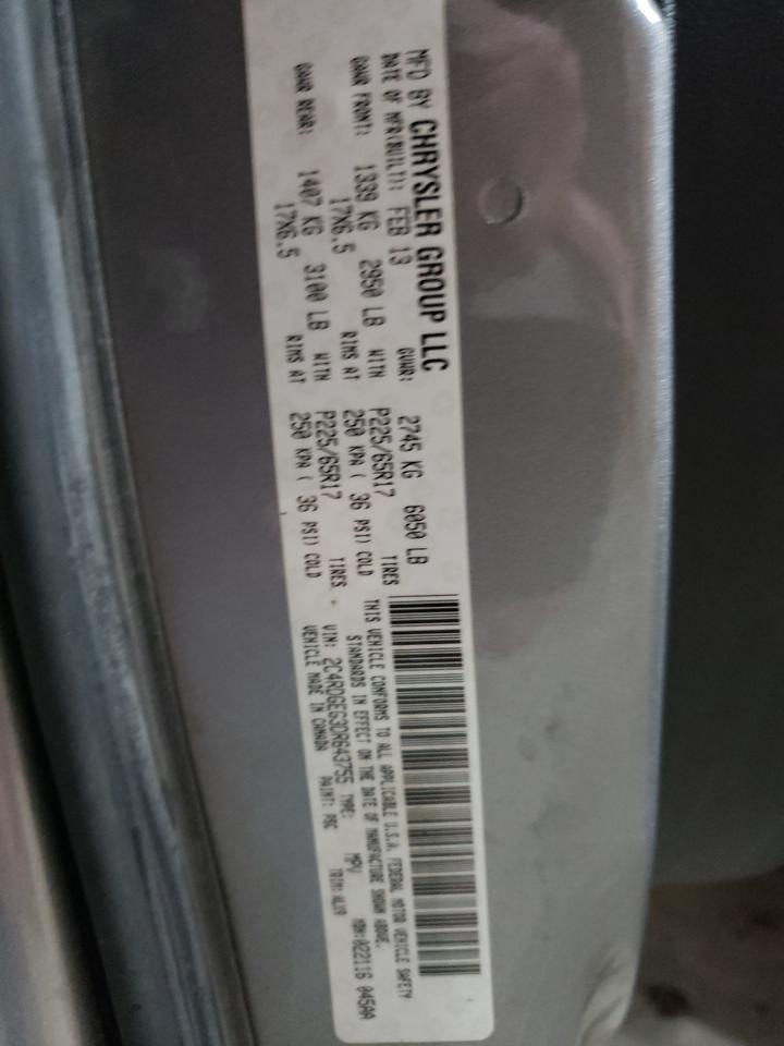 2013 Dodge Grand Caravan R/T VIN: 2C4RDGEG3DR643755 Lot: 92024775