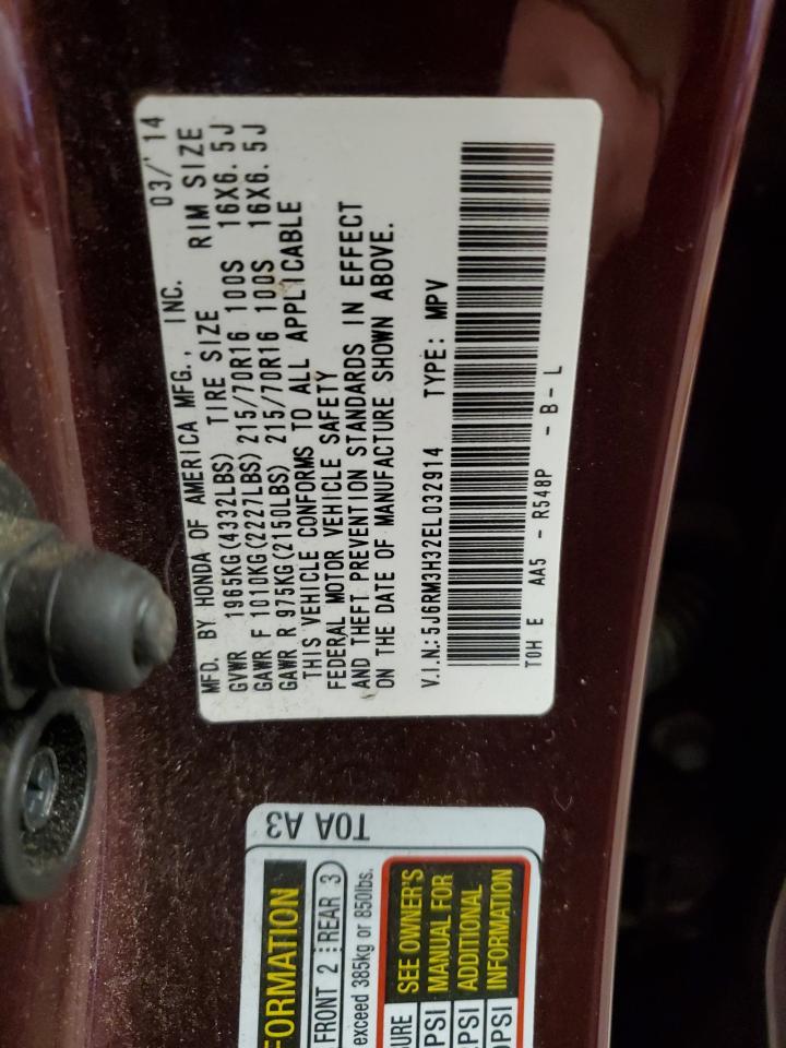 2014 Honda Cr-V Lx VIN: 5J6RM3H32EL032914 Lot: 92874725