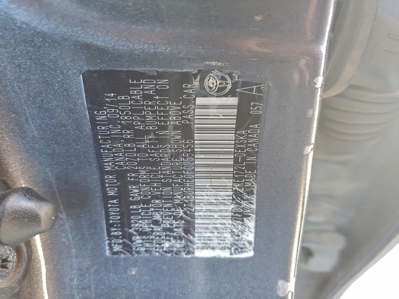 2015 Toyota Corolla L VIN: 2T1BURHE0FC255456 Lot: 93836605