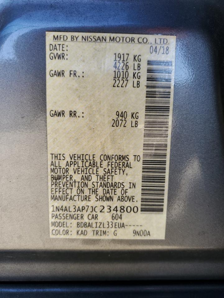 2018 Nissan Altima 2.5 VIN: 1N4AL3AP7JC234800 Lot: 85406235