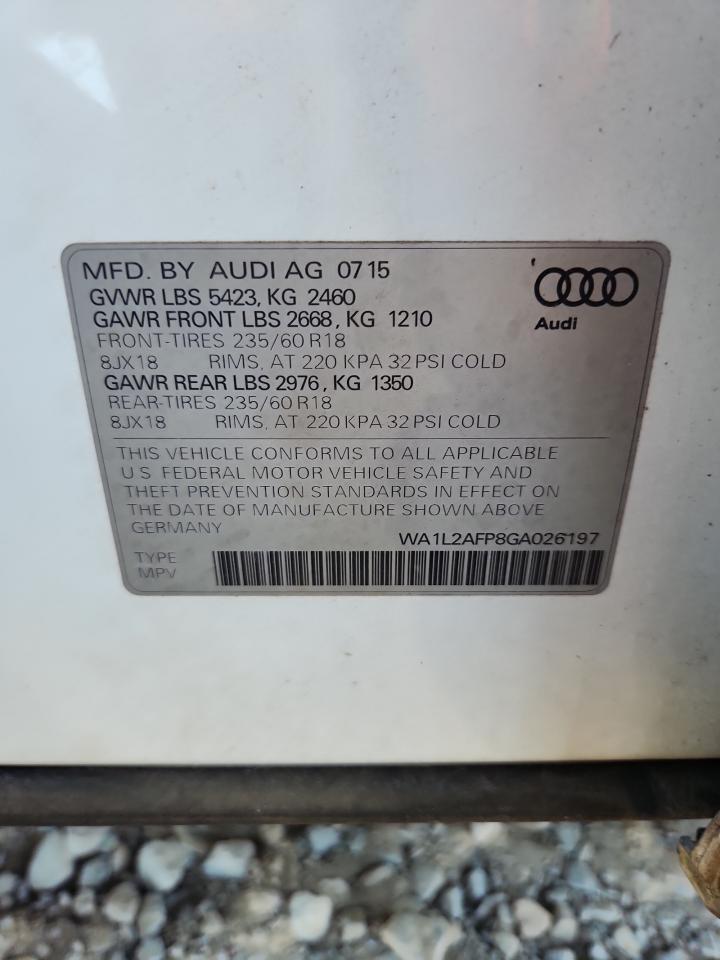 2016 Audi Q5 Premium Plus VIN: WA1L2AFP8GA026197 Lot: 93687485