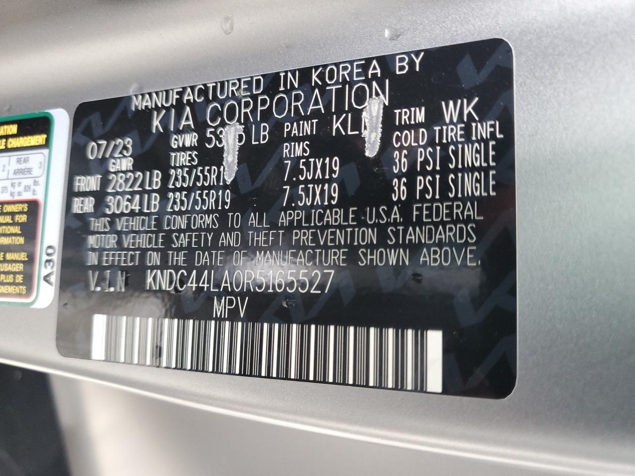 2024 Kia Ev6 Gt Line VIN: KNDC44LA0R5165527 Lot: 85433445