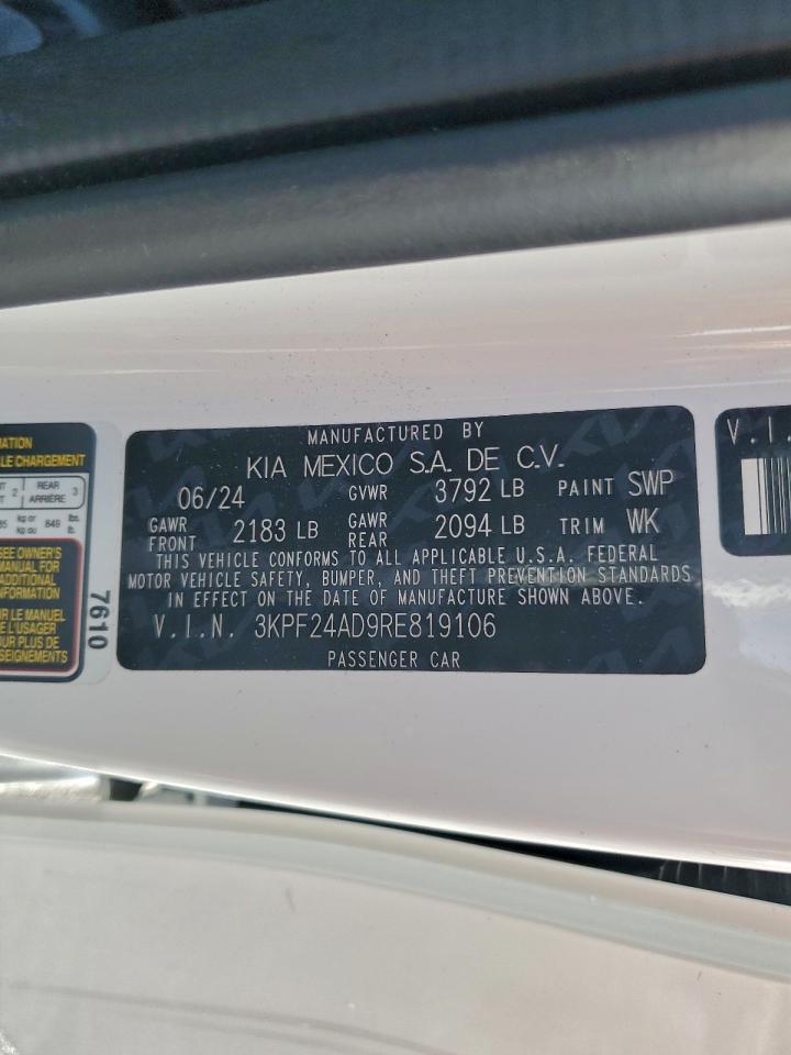 2024 Kia Forte Lx VIN: 3KPF24AD9RE819106 Lot: 93266015