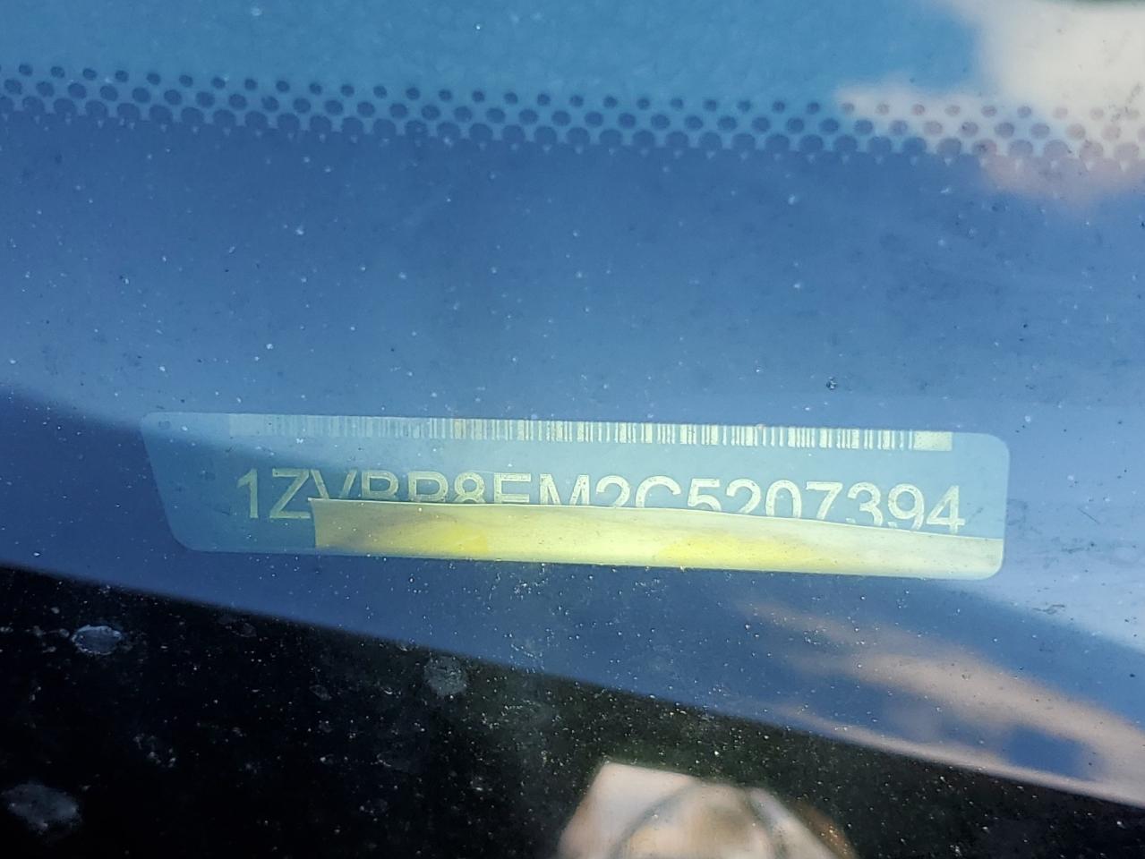 2012 Ford Mustang VIN: 1ZVBP8EM2C5207394 Lot: 92762195