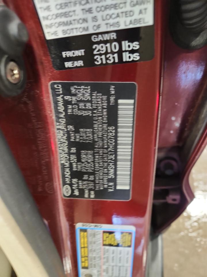 2007 Hyundai Santa Fe Se VIN: 5NMSH73E17H007826 Lot: 92032555