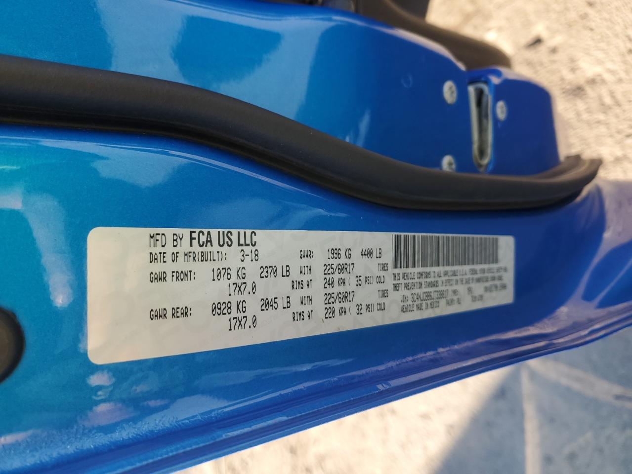 2018 Jeep Compass Latitude VIN: 3C4NJCBB6JT338817 Lot: 92992475