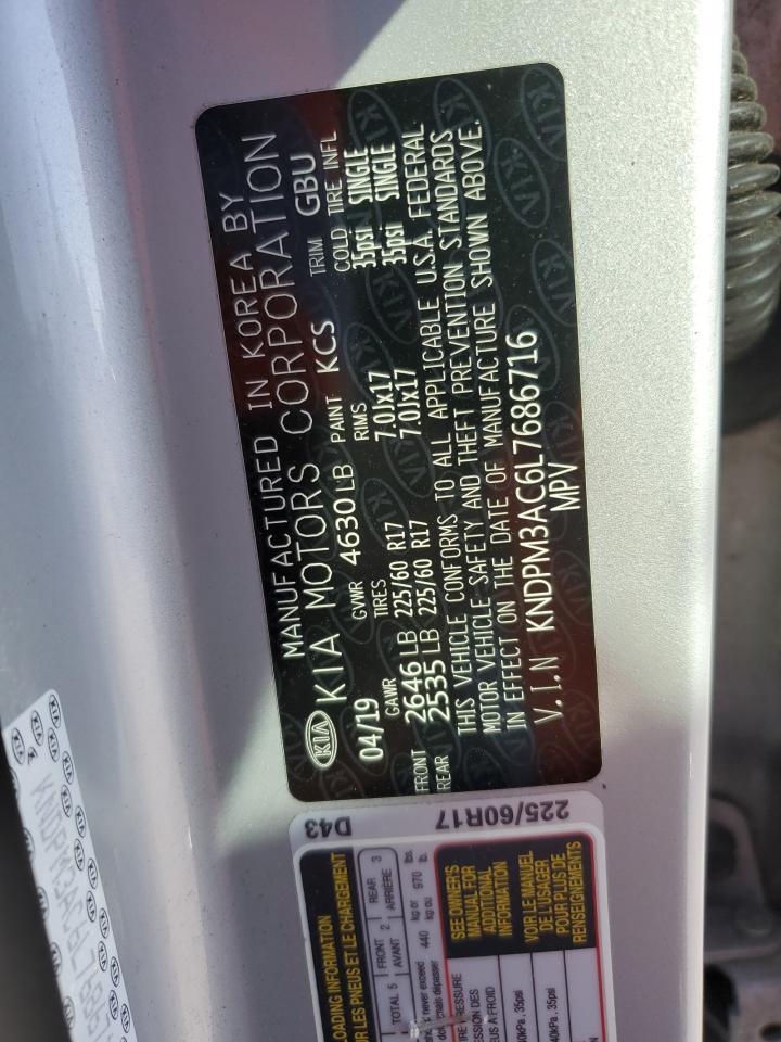 2020 Kia Sportage Lx VIN: KNDPM3AC6L7686716 Lot: 92986805