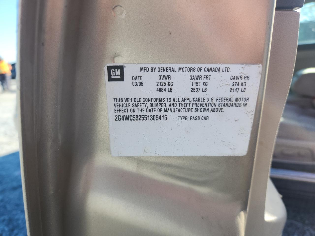 2005 Buick Lacrosse Cx VIN: 2G4WC532551305416 Lot: 90545995