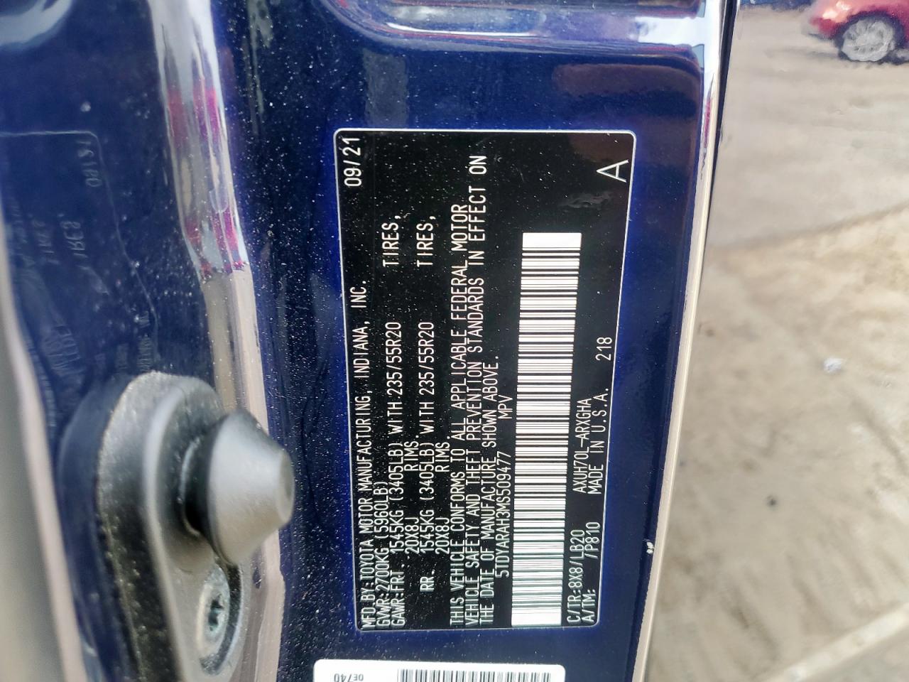 2021 Toyota Highlander Hybrid Limited VIN: 5TDYARAH3MS509477 Lot: 93472215