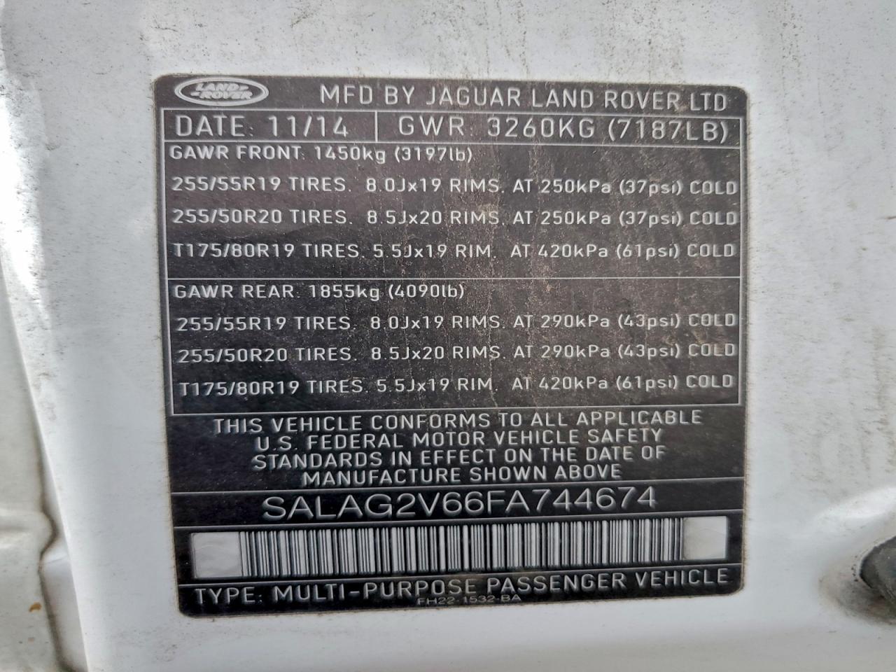 2015 Land Rover Lr4 Hse VIN: SALAG2V66FA744674 Lot: 93729955