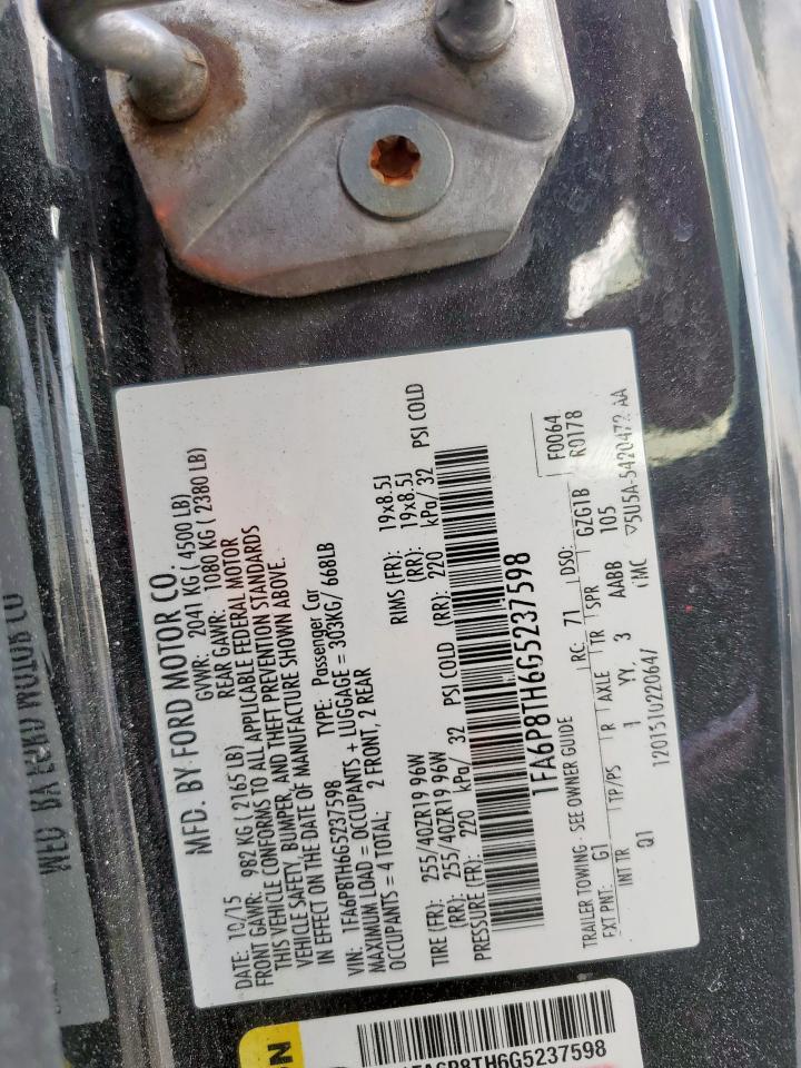 2016 Ford Mustang VIN: 1FA6P8TH6G5237598 Lot: 93328275