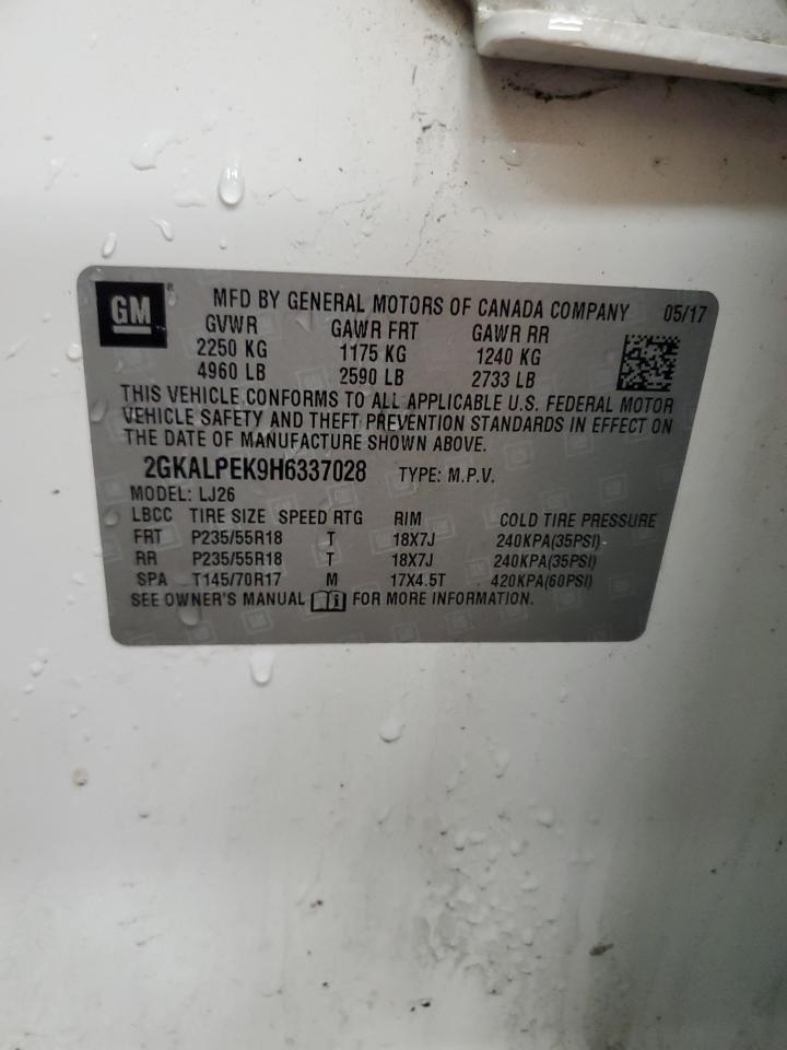 2017 GMC Terrain Slt VIN: 2GKALPEK9H6337028 Lot: 87220615