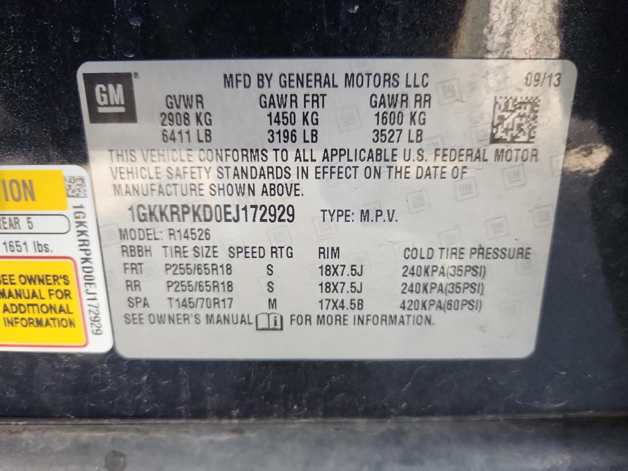 2014 GMC Acadia Sle VIN: 1GKKRPKD0EJ172929 Lot: 92891665
