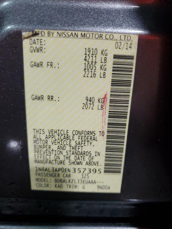 2014 Nissan Altima 2.5 VIN: 1N4AL3AP0EN357395 Lot: 91424095