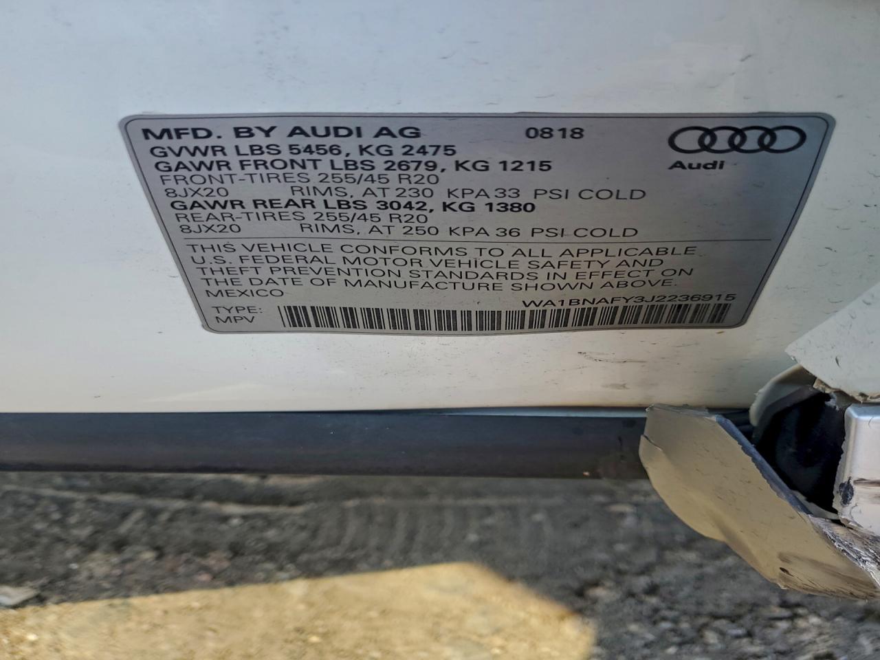 2018 Audi Q5 Premium Plus VIN: WA1BNAFY3J2236915 Lot: 93603245