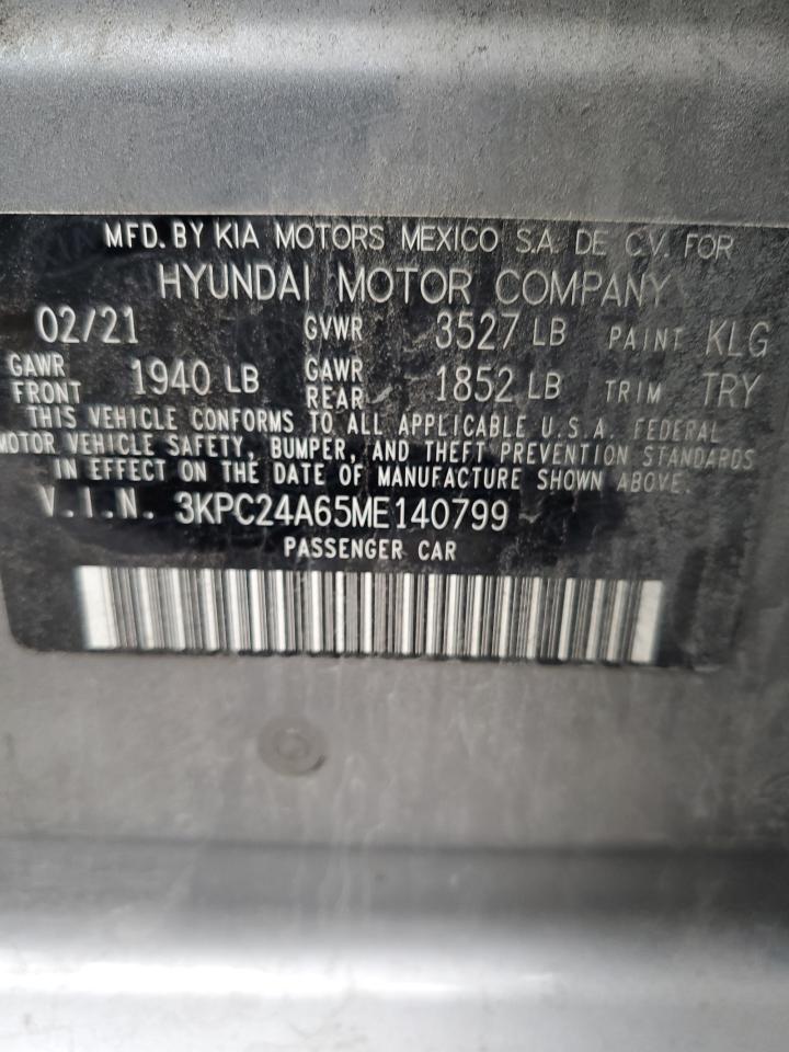 2021 Hyundai Accent Se VIN: 3KPC24A65ME140799 Lot: 93024365